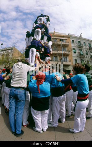 Castell Human Tower, Placa del Sol, Gracia, Barcelona, Katalonien, Spanien, Europa Stockfoto