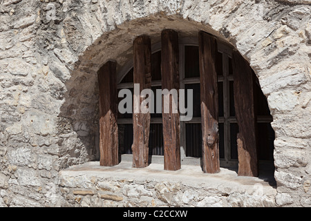 Fenster der Alamo Mission San Antonio Texas USA ausgeschlossen Stockfoto