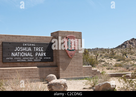 Kalifornien. Eintrittsschild Joshua Tree National Park. Stockfoto