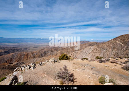 Kalifornien. Ansicht des Coachella Valley von Keys View, Joshua Tree Nationalpark. Stockfoto