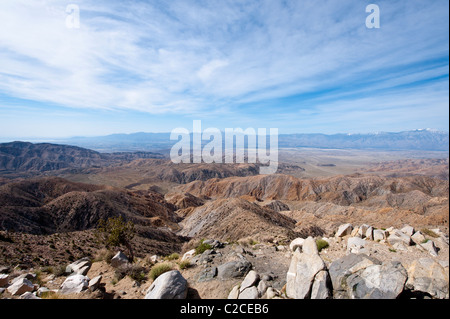 Kalifornien. Ansicht des Coachella Valley von Keys View, Joshua Tree Nationalpark. Stockfoto
