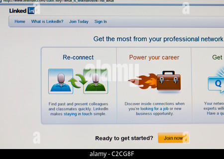 LinkedIn Webseite screenshot Stockfoto