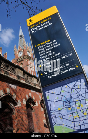 Lesbar London Leitsysteme Street Sign in die Euston Road in der Nähe von Kings Cross Bahnhof Stockfoto