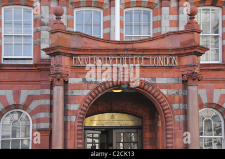 Ein Teil der alten viktorianischen Kreuzförmigen aus rotem Backstein und Terracotta denkmalgeschützten Gebäude des University College London UCL Wolfson Institut für Biomedizinische Forschung in Großbritannien Stockfoto