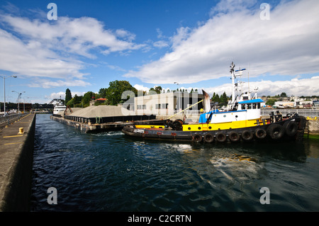 Hiram M Chittenden Locks, Lake Washington Ship Canal, Ballard, Seattle, Washington Stockfoto