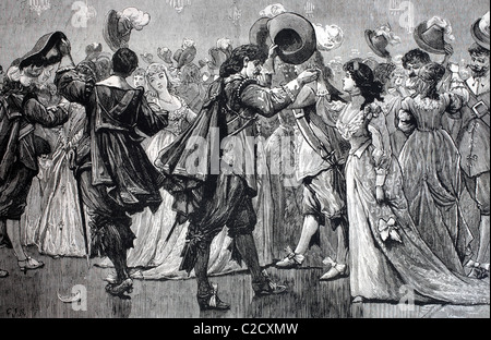 Die alten deutschen Quadrille Tanz an der Silberhochzeit des kaiserlichen Prinzen und der Prinzessin von Deutschland, historisches Bild, 1883 Stockfoto