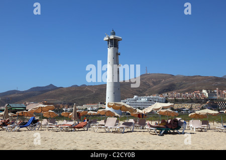 Leuchtturm Faro de Jandia, Kanarischen Insel Fuerteventura, Spanien. Stockfoto