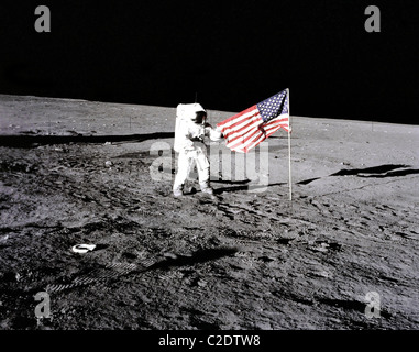 US-Flagge auf dem Mond Stockfoto