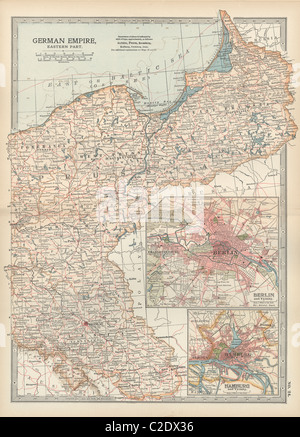 Karte des Deutschen Reiches mit Berlin und Hamburg Stockfoto