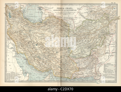 Karte von Persien mit Afghanistan und Belutschistan Stockfoto
