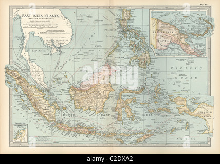 Karte von Ost-Indien-Inseln mit Neu-Guinea Stockfoto