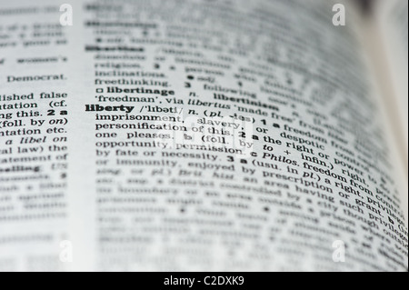 Das Wort Freiheit in einem Wörterbuch Stockfoto
