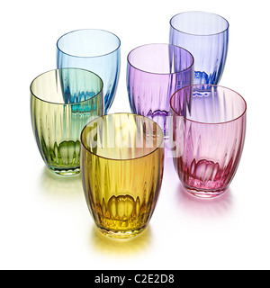 6 farbigen Wassergläser Stockfoto