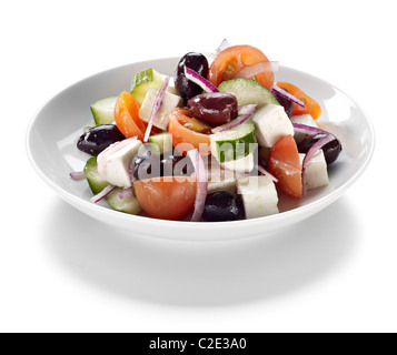 Griechischer Feta Tomate Zwiebel Olivenöl Gurkensalat Stockfoto