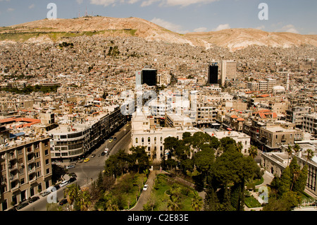 Sky Line Skyline Augen Vogelperspektive zentrale Damaskus moderne Stadt Stadt Syrien syrische Stockfoto