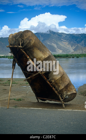 Yak-Haut-Boot-Tsang-County-Tibet Stockfoto