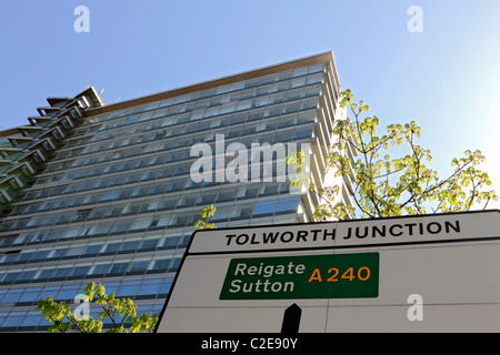 Tolworth Turm, entworfen von dem Architekten Richard Seifert in Surbiton, England, UK Stockfoto
