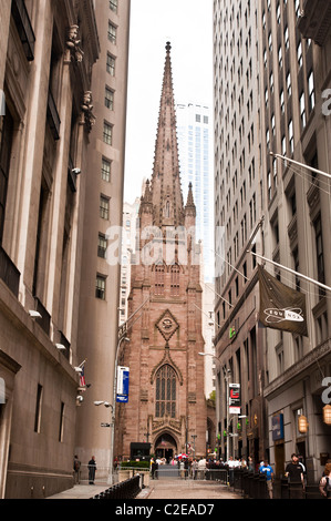 Neugotischen Stil Trinity Church am Broadway, Wall Street, Lower Manhattan, New York City, USA Stockfoto