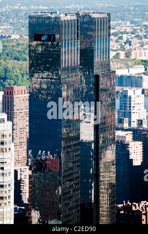 Time Warner Center North und South Towers gesehen vom Top Of The Rock Rockefeller Center, Manhattan, New York City, USA Stockfoto