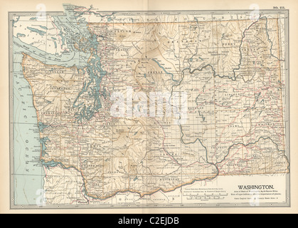 Karte von Washington State Stockfoto