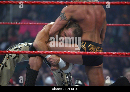 Randy Orton und Shawn Michaels WWE präsentiert Cyber Sunday Live im Verizon Center - Randy Orton Vs Shawn Michaels Washington DC, Stockfoto