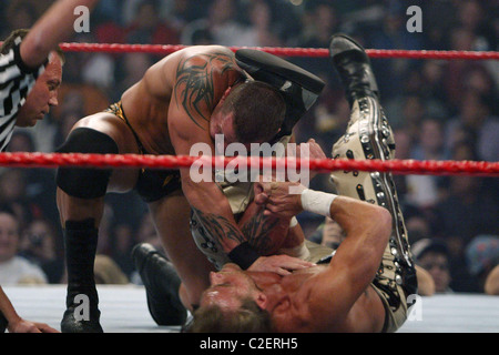 Randy Orton und Shawn Michaels WWE präsentiert Cyber Sunday Live im Verizon Center - Randy Orton Vs Shawn Michaels Washington DC, Stockfoto