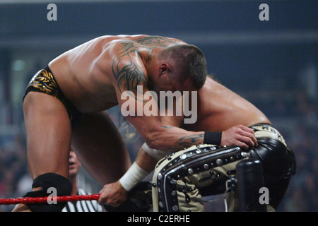 Randy Orton und Shawn Michaels WWE präsentiert Cyber Sunday Live im Verizon Center - Randy Orton Vs Shawn Michaels Washington DC, Stockfoto