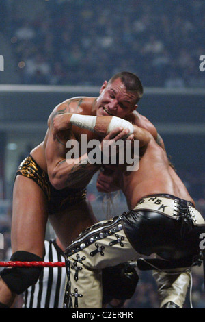 Randy Orton und Shawn Michaels WWE präsentiert Cyber Sunday Live im Verizon Center - Randy Orton Vs Shawn Michaels Washington DC, Stockfoto