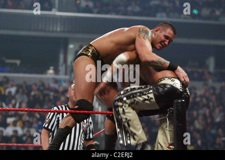 Randy Orton und Shawn Michaels WWE präsentiert Cyber Sunday Live im Verizon Center - Randy Orton Vs Shawn Michaels Washington DC, Stockfoto