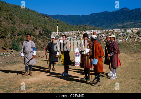 Bogenschießen-Wettbewerb-Bhutan Stockfoto