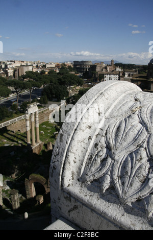 Panorama-Ansicht von oben re König Vittorio Emanuele Vittoriano Altare della Patria Denkmal, Rom, Italien Stockfoto