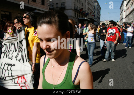 Kundgebung gegen prekäre Beschäftigung für schlechte Arbeit Verträge Bedingungen in Rom Italien 2011 Stockfoto