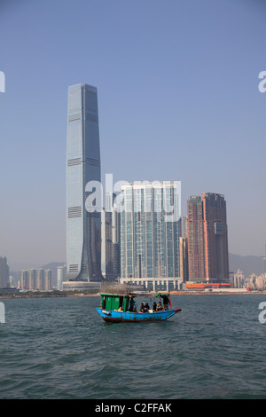 Skyline von Kowloon, The International Commerce Centre (ICC), Union Square, Hong Kongs höchste Gebäude, im Jahr 2010 abgeschlossen. Stockfoto