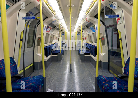 Leere U-Bahn Wagen, London, England, UK Stockfoto