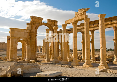 Triumph Bogen 2 Cent Palmyra römische Syrien syrische (ISIS Militanten haben den berühmten Arc de Triomphe in Palmyra zerstört) Stockfoto