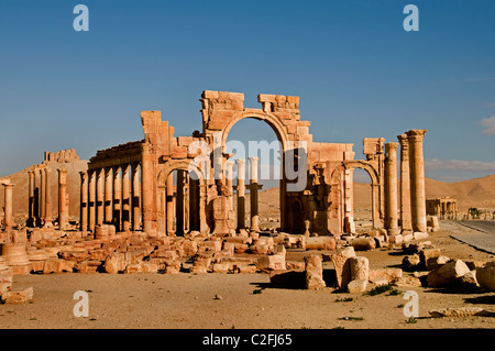 Triumph Bogen 2 Cent Palmyra römische Syrien syrische (ISIS Militanten haben den berühmten Arc de Triomphe in Palmyra zerstört) Stockfoto