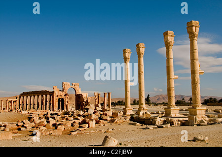 Triumph Bogen 2 Cent Palmyra römische Syrien syrische (ISIS Militanten haben den berühmten Arc de Triomphe in Palmyra zerstört) Stockfoto