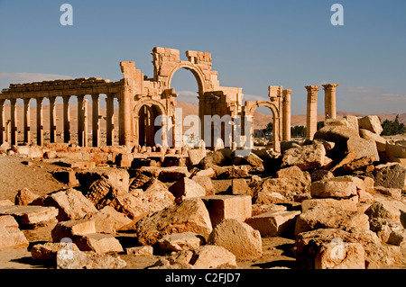 Triumph Bogen 2 Cent Palmyra römische Syrien syrische (ISIS Militanten haben den berühmten Arc de Triomphe in Palmyra zerstört) Stockfoto