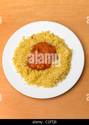 Chicken Tikka Masala und Pilau Reis Stockfoto