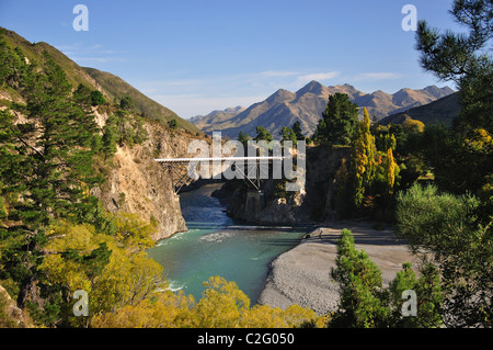 Waiau Ferry Bridge über den Waiau River, in der Nähe von Hanmer Springs, Region Canterbury, Nordinsel, Neuseeland Stockfoto