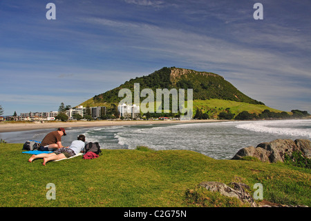 Strandpromenade, Mount Maunganui, Tauranga, Bay of Plenty, North Island, Neuseeland Stockfoto