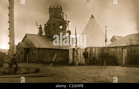 Prospect Hill, Virginia. Signalstation im Camp der 13. New York Kavallerie Stockfoto