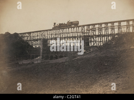 Militärische Eisenbahnbrücke über Potomac Creek bei Fredericksburg Eisenbahn Stockfoto