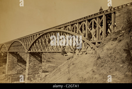 Potomac Creek Bridge, Aquia Creek & Fredericksburg [sic] Eisenbahn, 18. April 1863 Stockfoto