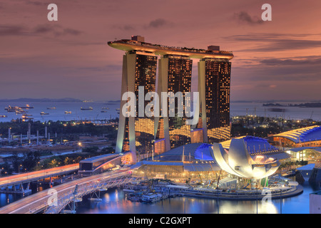 Singapur, Marina Bay Sands Hotel und Skypark Stockfoto