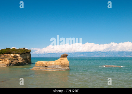 Korfu, Griechenland. Oktober. Die Felsformationen aus Sandstein in Sidari. Stockfoto