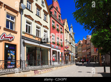 Bürger-Häuser-Fassaden und Mall in ehemaligen deutschen Stadt Hirschberg, Jelenia Gora, senken Sie Schlesien, Polen, Europa Stockfoto