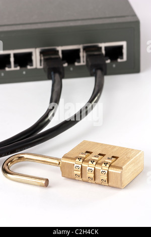 LAN-Switching-Sicherheit freigeschaltet Stockfoto