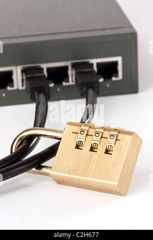 LAN-Switching-Sicherheit gesperrt Stockfoto