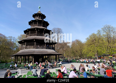 Chinesischer Turm, englischer Garten, München, Bayern, Deutschland Stockfoto